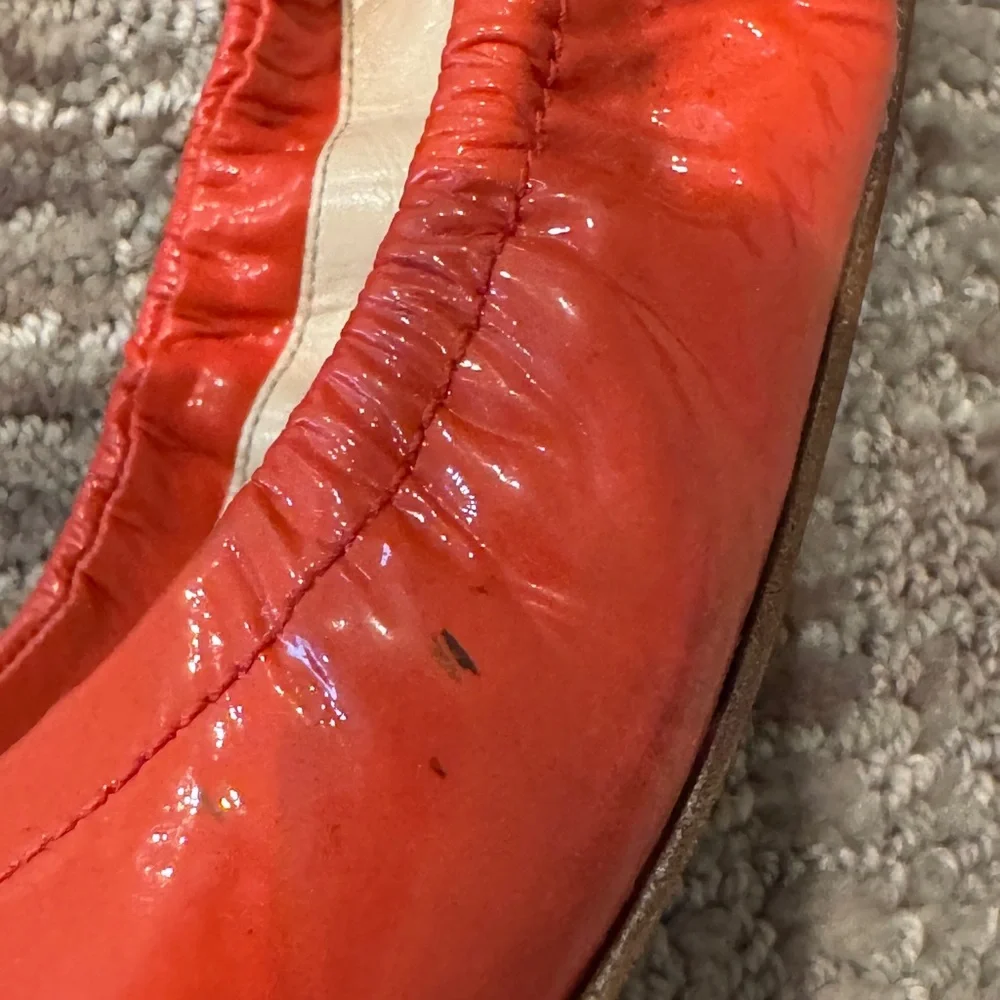 Prada Women's Patent Leather Orange Ballet Flats - Picture 4 of 8